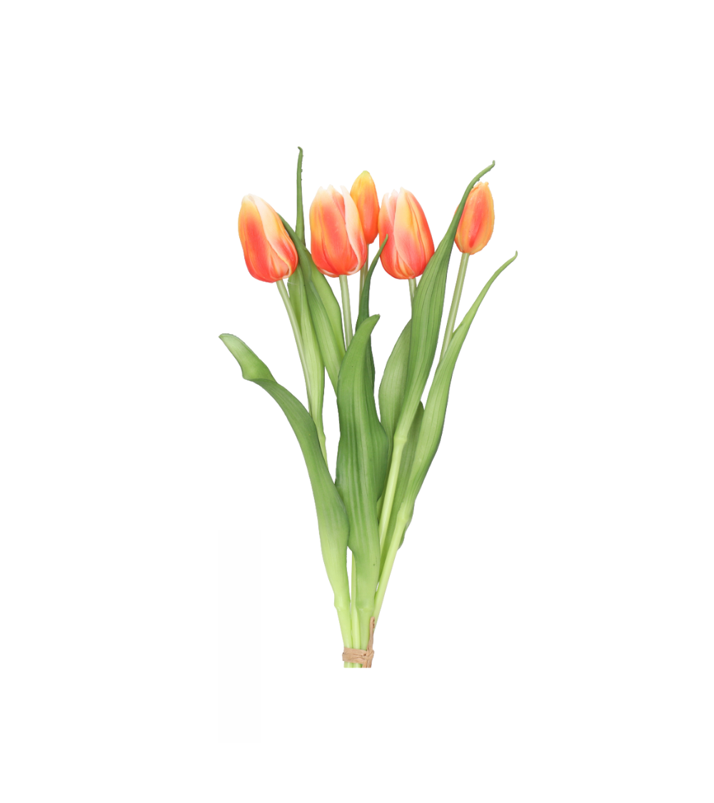 Künstliche Tulpen Orange (5er Bund) – Real Touch 