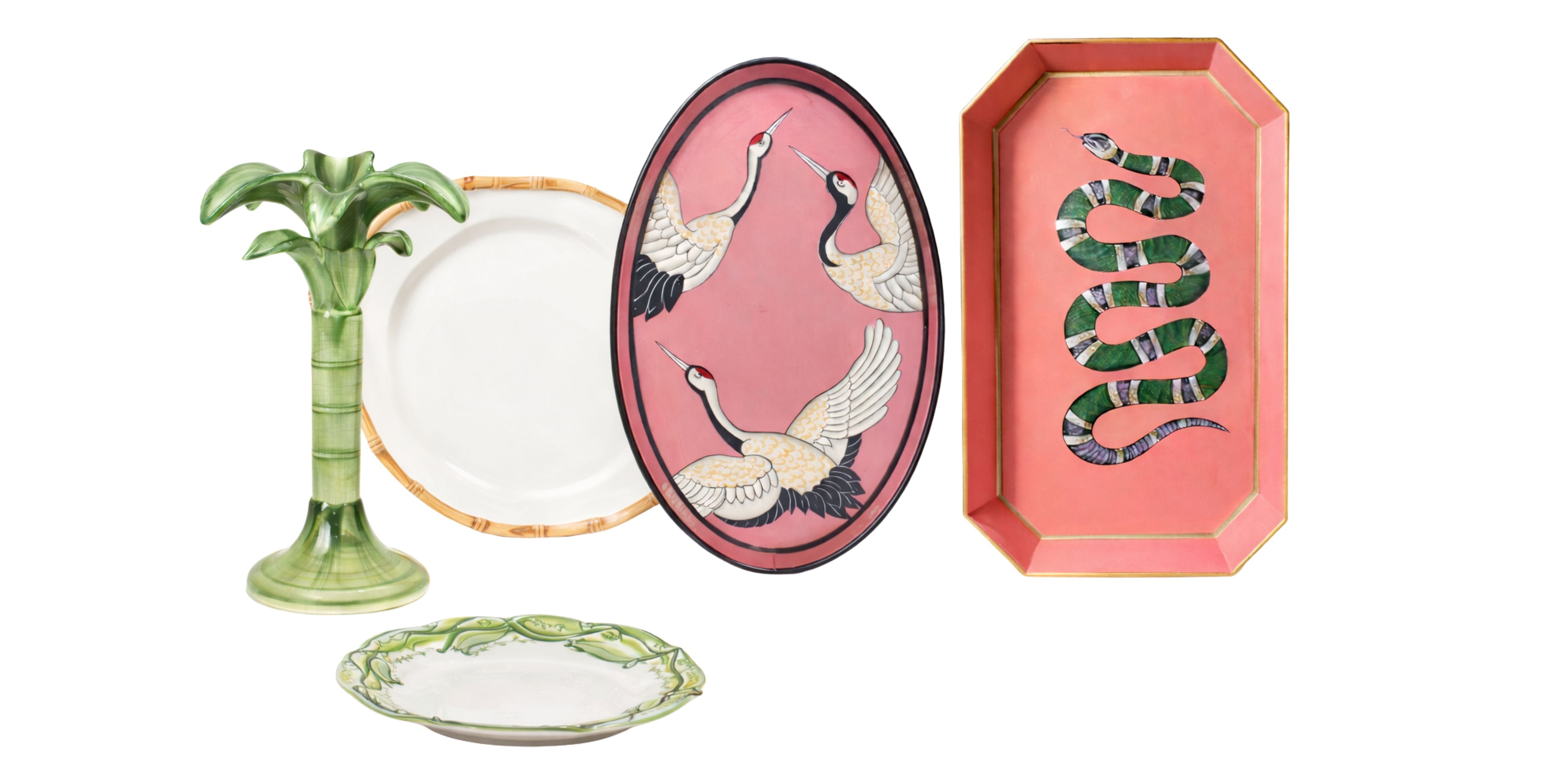 Handbemalte Les Ottomans Keramik, dekorative Eisentabletts und gemusterte Tischwäsche von Table Desires München