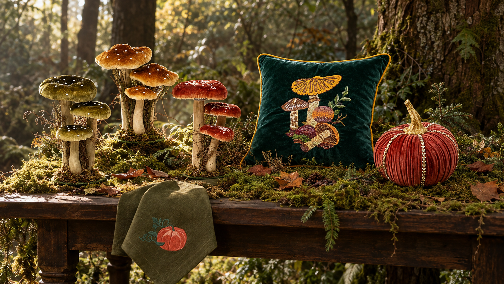 Pilze & Kürbisse: Herbstdeko und Geschirr mit Waldmotiven