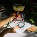 Cocktailserviette Weihnachtskranz bestickt, 2er-Set