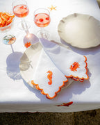 Napkin Crab Orange-White, Set of 2