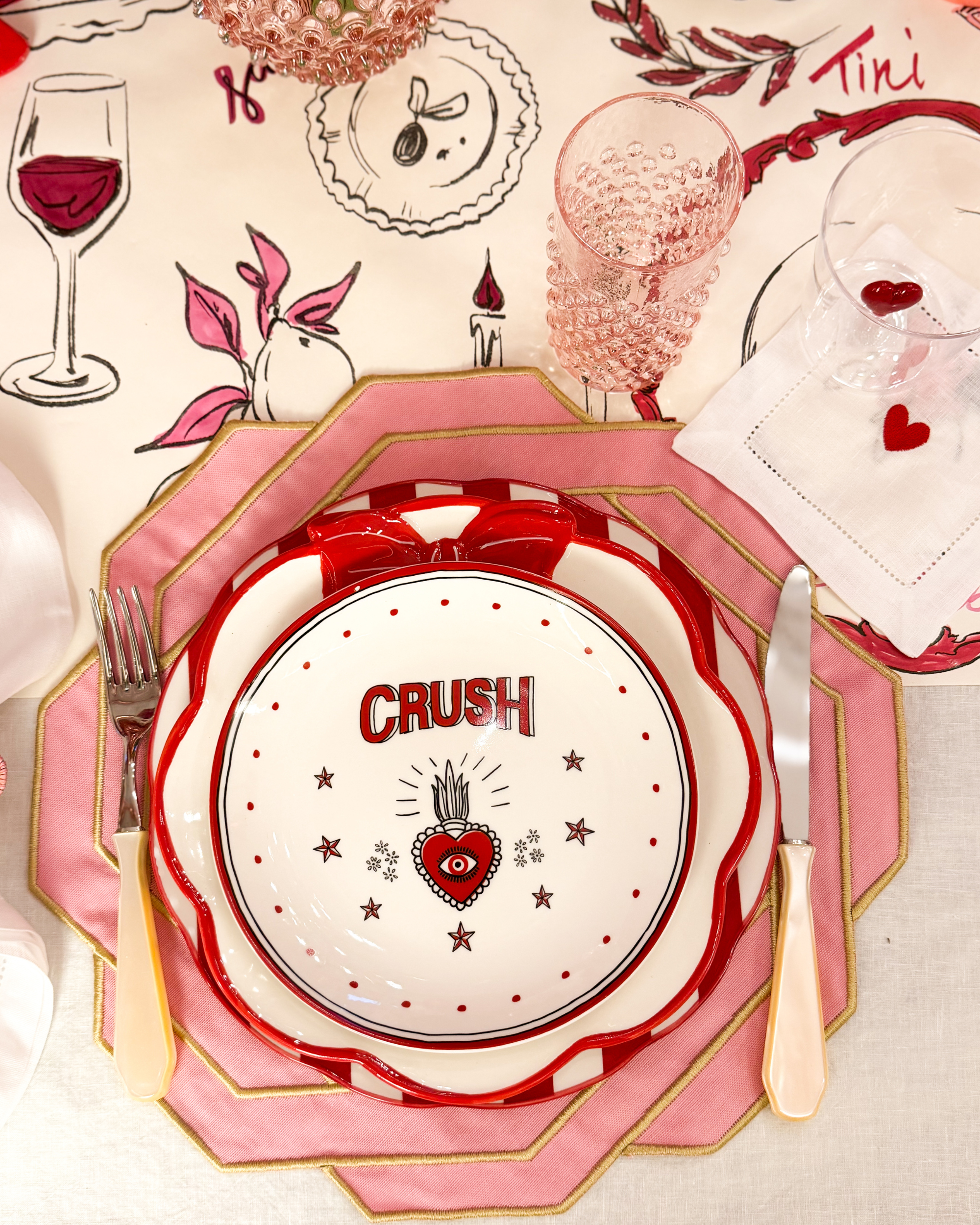 Keramikteller Schleife Rot