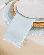Serviette Salbei-Weiß – Detailansicht