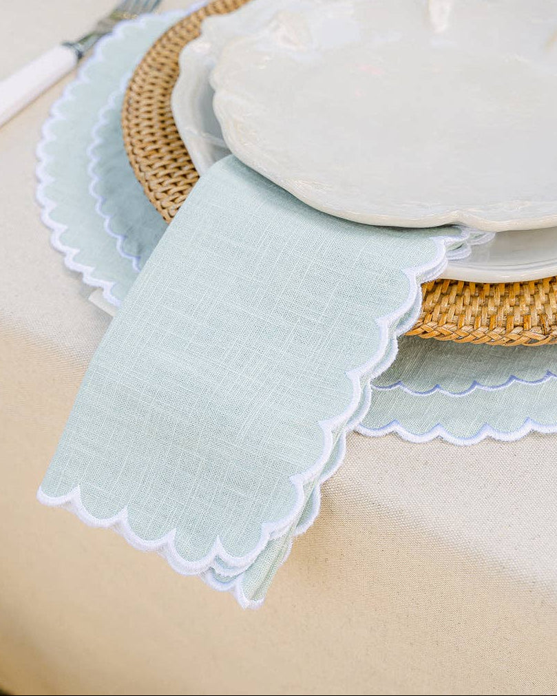 Stoffserviette Sage-Weiß, 2er Set