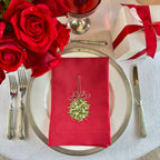 Linen napkin with mistletoe sprig (set of 4)