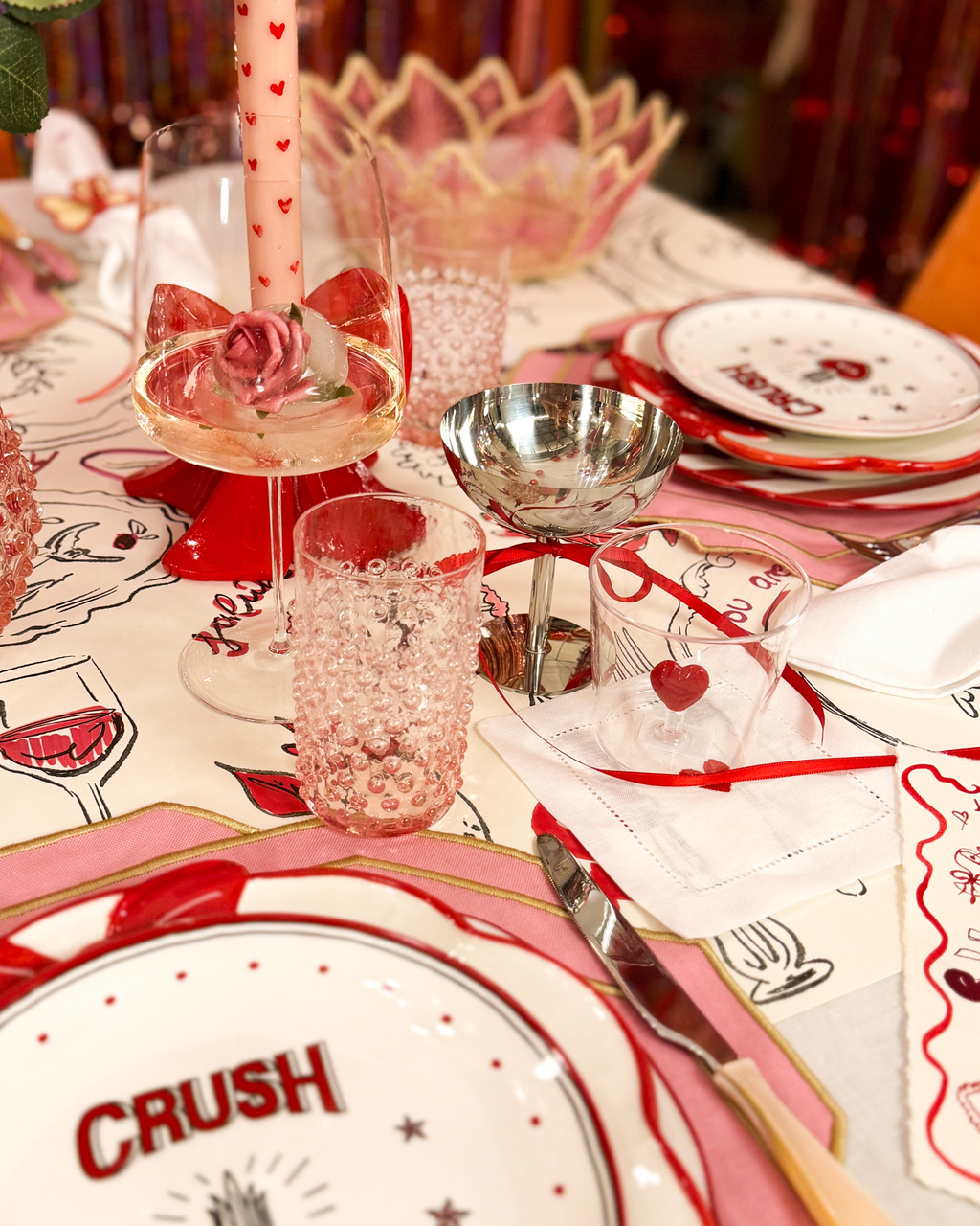 Cocktailserviette mit Herz 4er-Ser