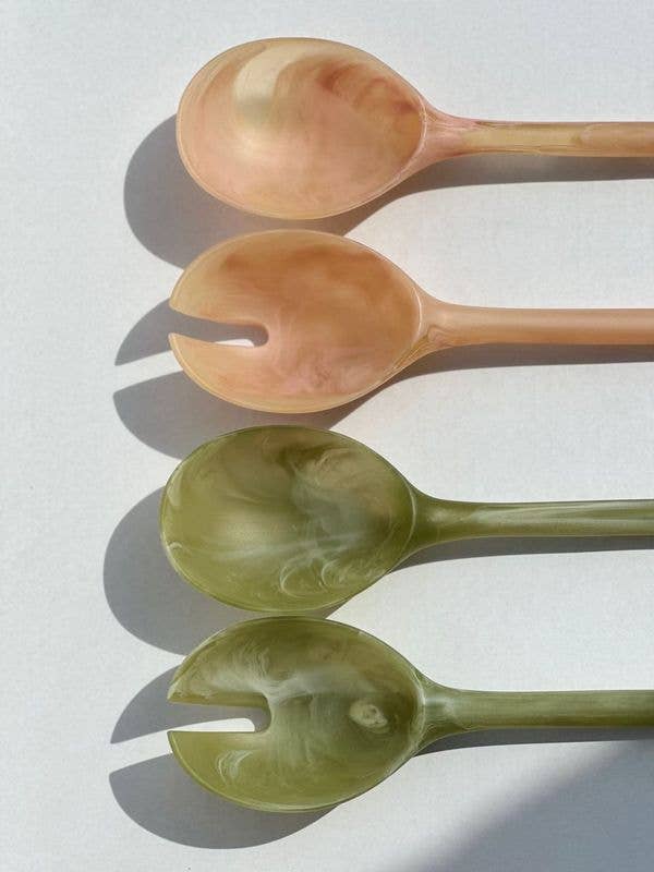 Salatbesteck Olivgrün, 2er Set