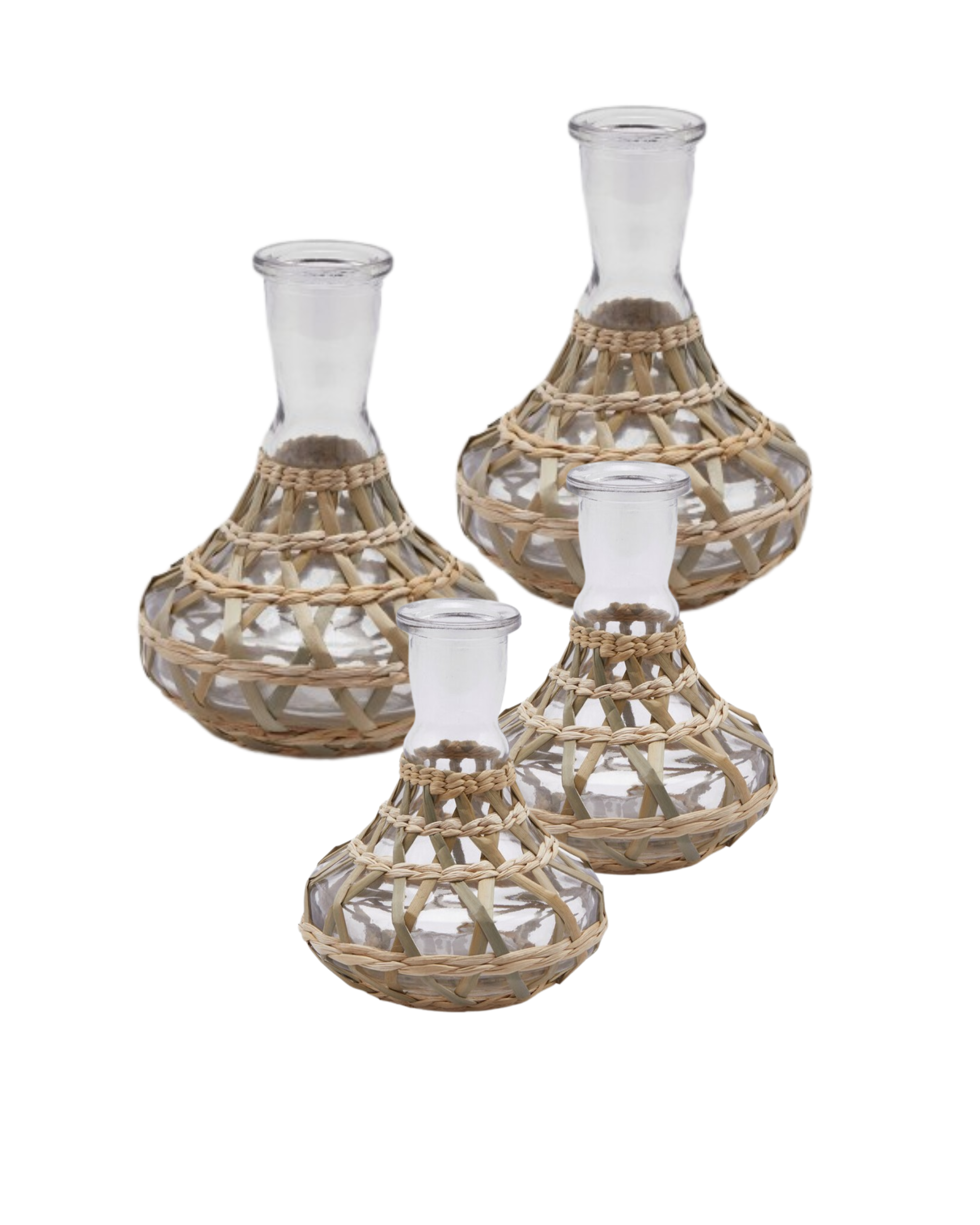 Rattan Flaschenvasen 4er Set