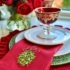 Linen napkin with mistletoe sprig (set of 4)