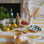 Tablecloth Cotton with Ruffles Yellow-White Striped