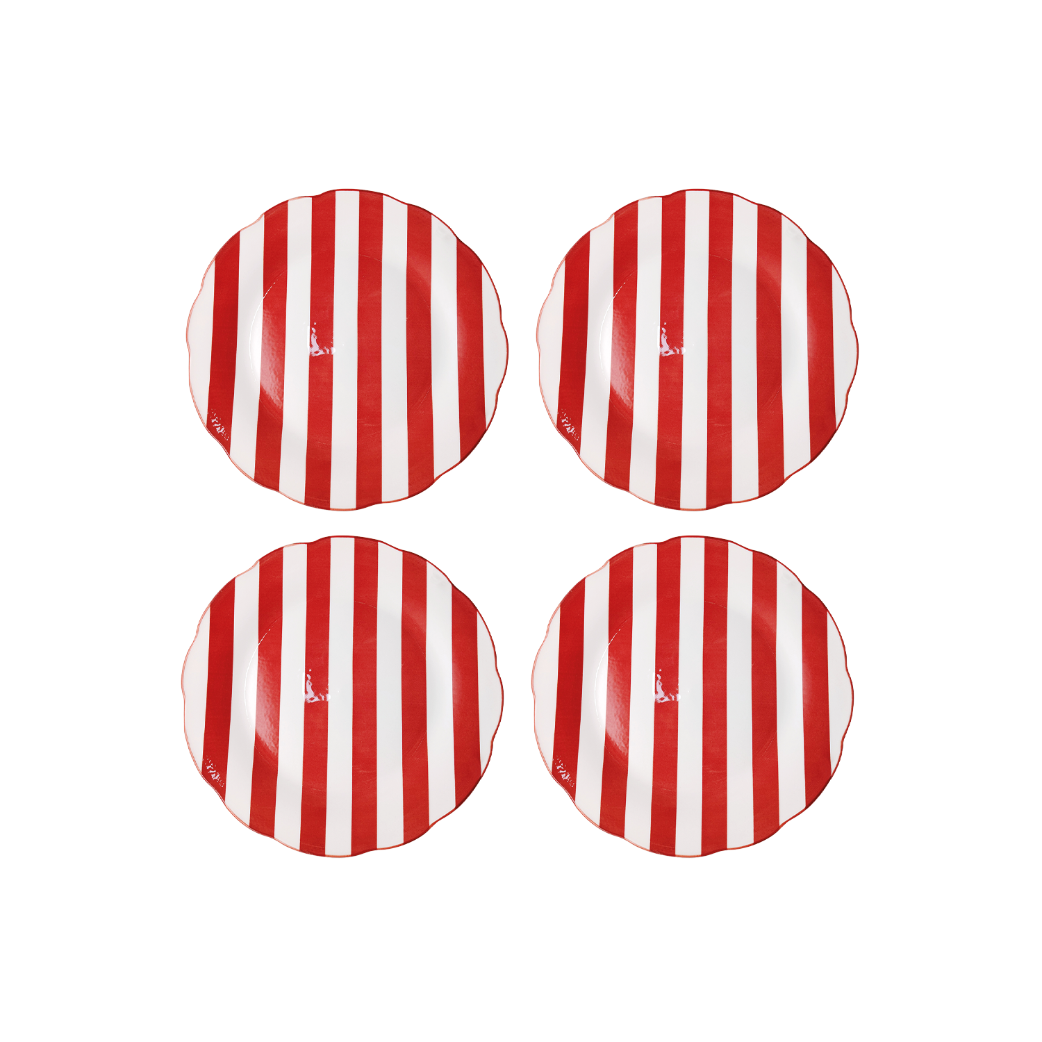 Dessertteller im Trattoria Stil Rot gestreift 4er-Set