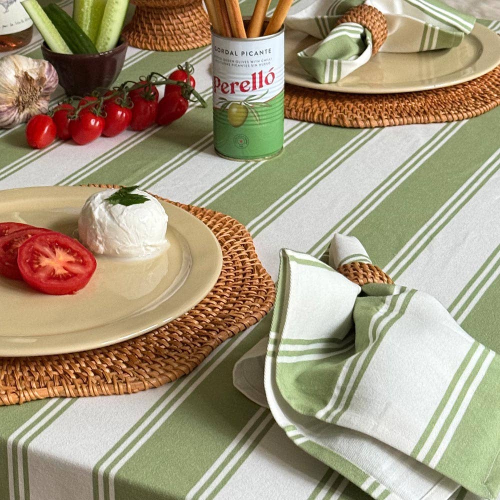 Baumwollserviette Streifen Grün, 4er Set