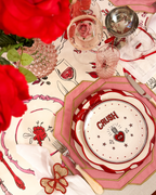 Tischsets Rosa-Gold auf der gedeckten Tafel