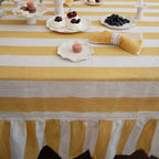 Tischdecke Gelb-Weiß – Rüschenrand