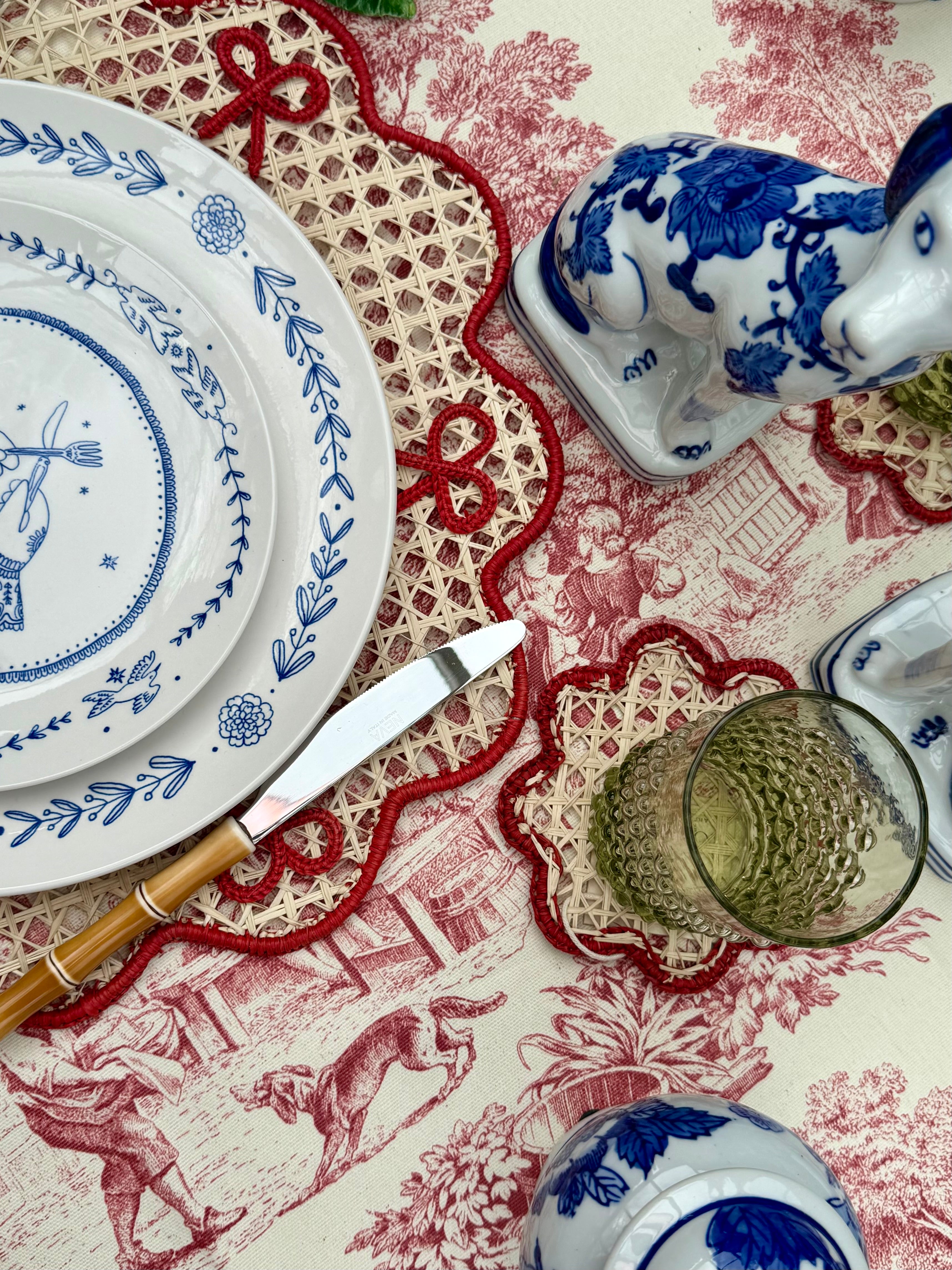 Dessert plates with French sayings, blue | Set of 4