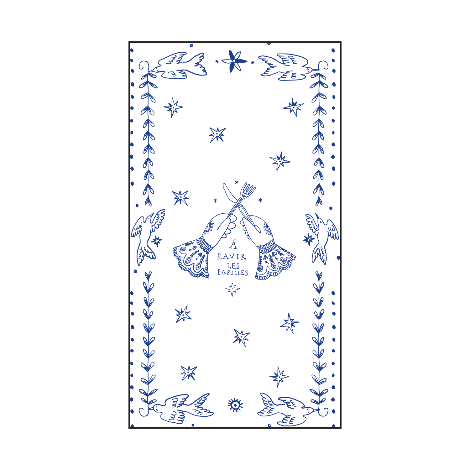 Rechteckige Papierserviette Gourmet Blau/weiß