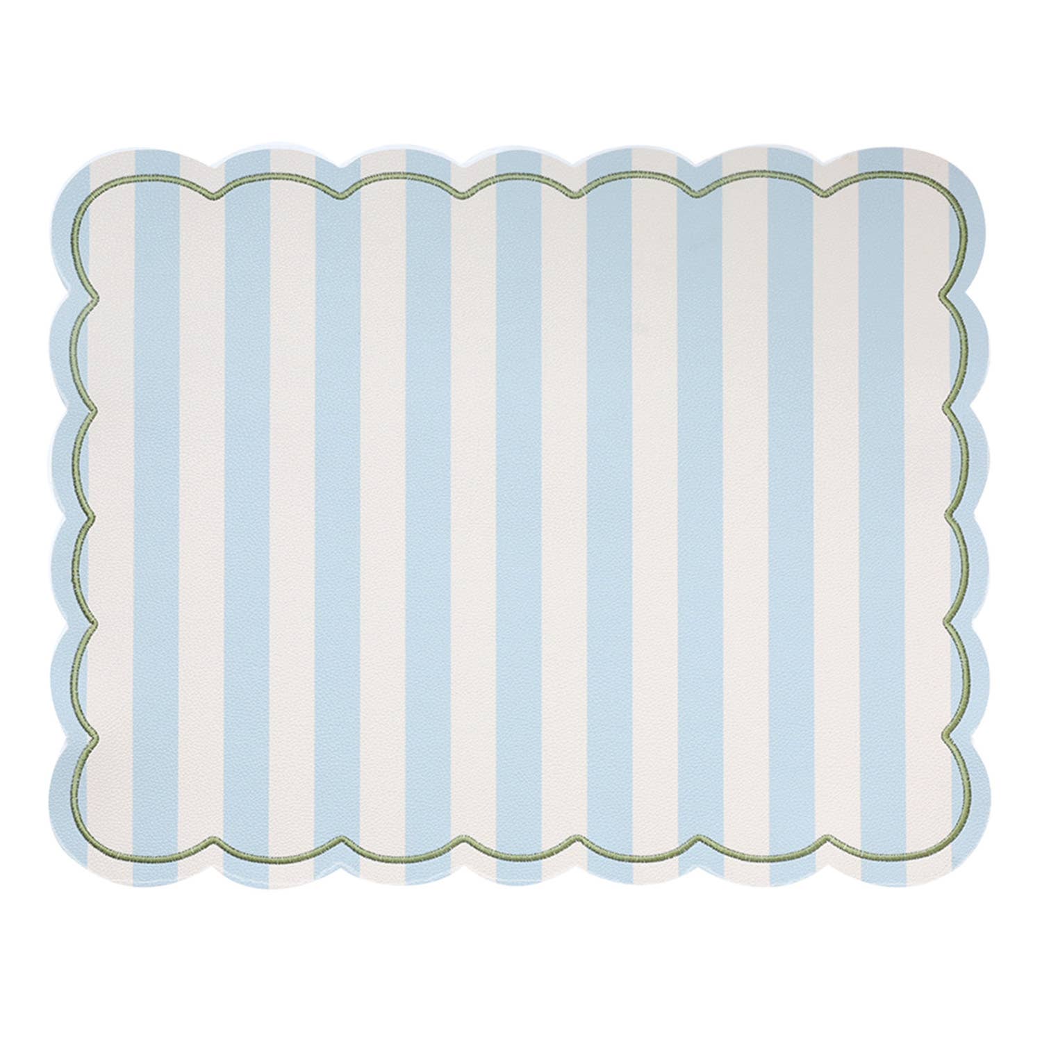 Rechteckiges Tischset „Roméo“ in Lederoptik – Blau gestreift