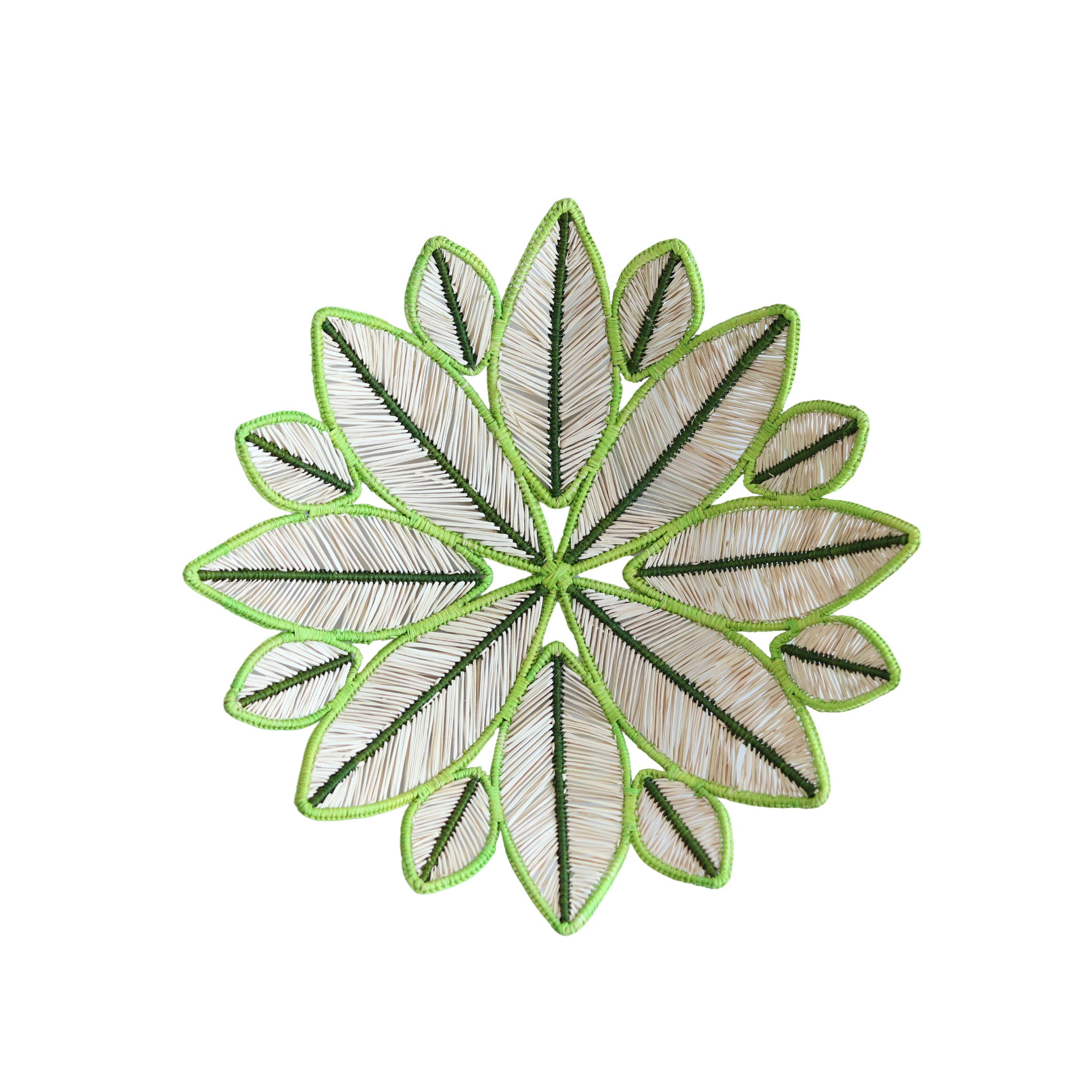 Handwoven bowl “Marquise Leaves” – Green