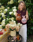 Anna von Lipa Hobnail Krüge Amber und Rosa mit Goldrand