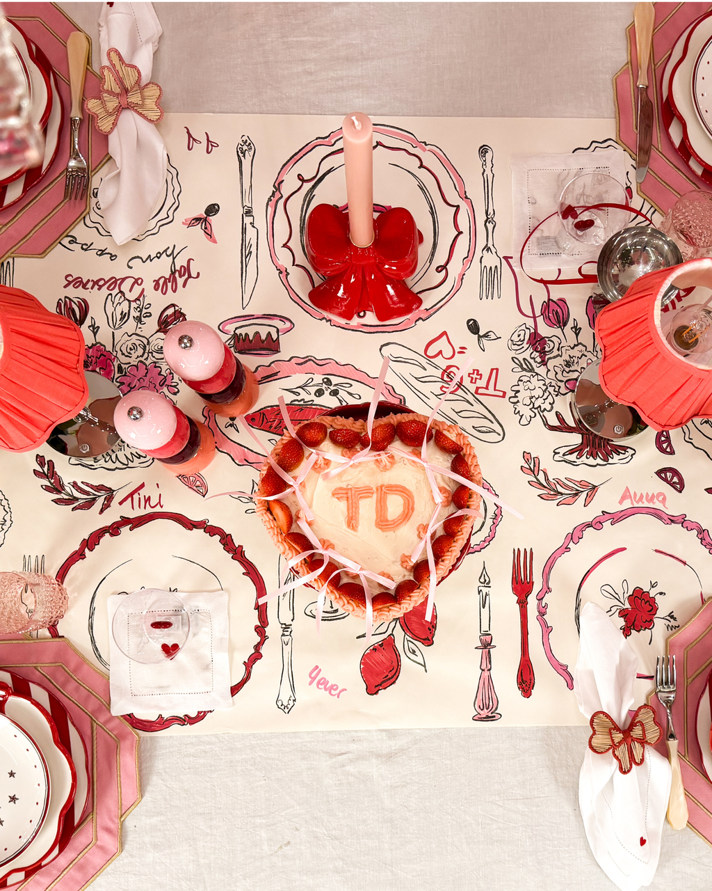 Cocktailserviette mit Herz 4er-Ser