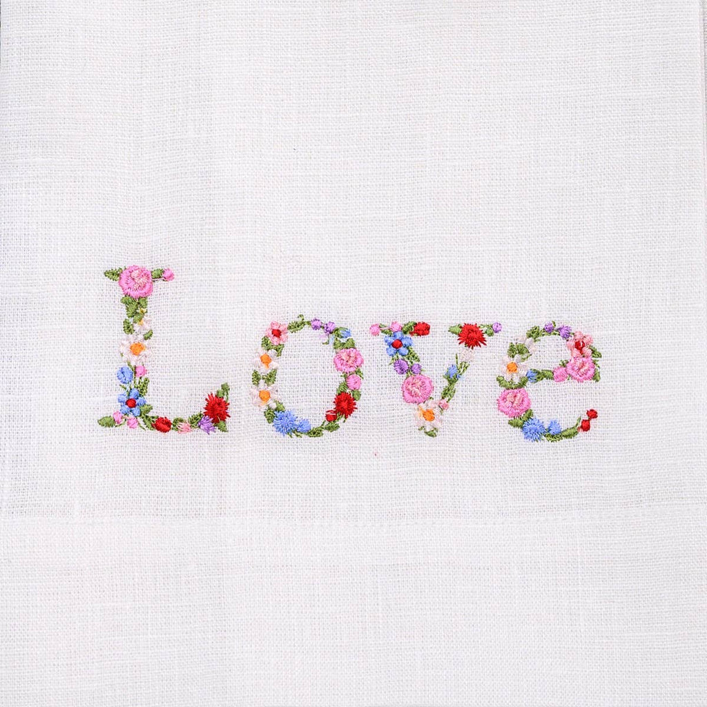 Linen napkin Floral Love white (set of 4)