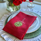 Linen napkin with mistletoe sprig (set of 4)