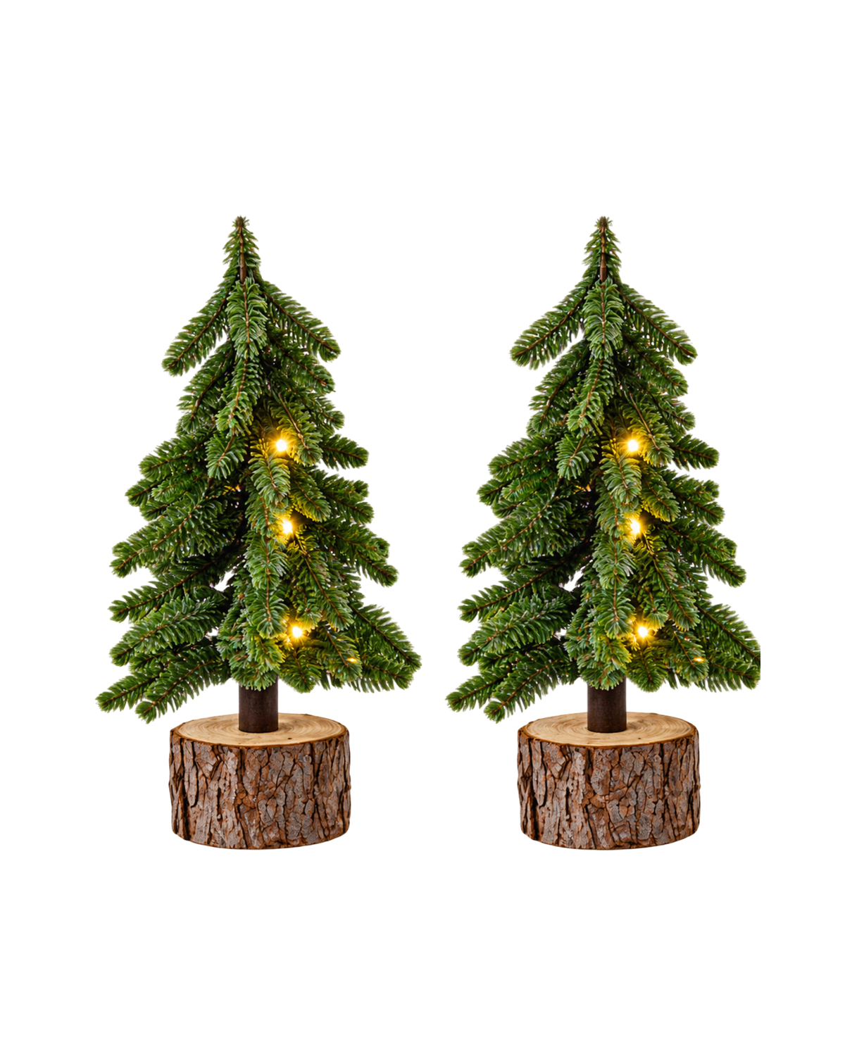 Weihnachtsbaum Tannengrün mit LED 37 cm, 2er-Set