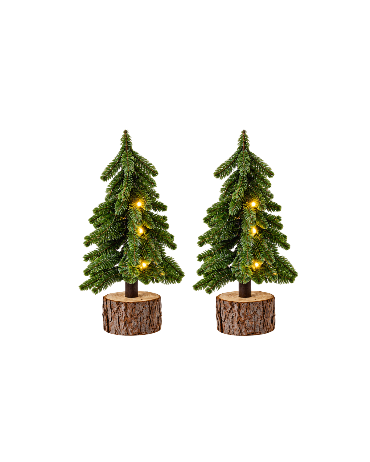 Weihnachtsbaum Tannengrün mit LED 28 cm, 2er-Set