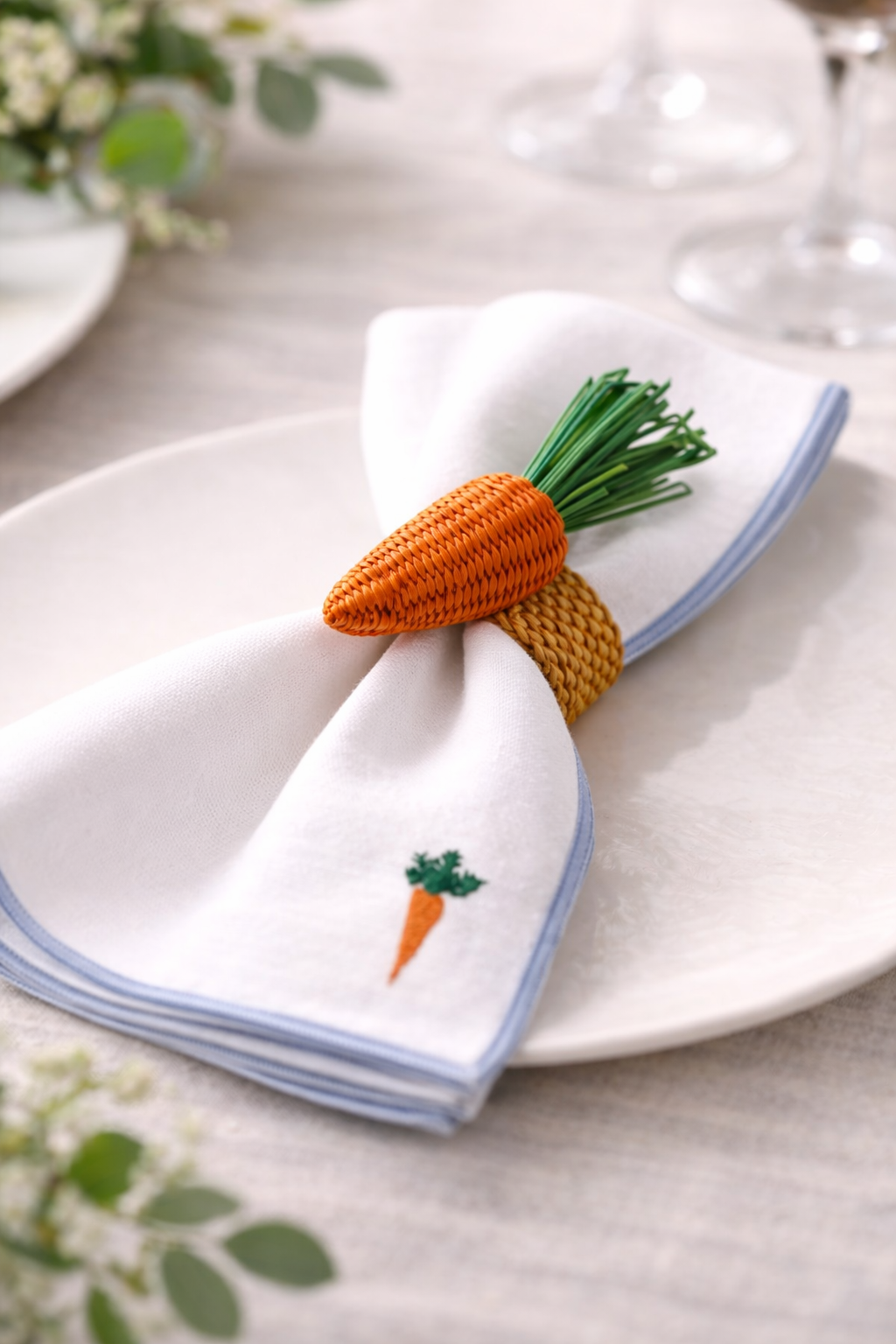 Torres Novas Baumwoll-Servietten "Nazaré" – Karotten-Stickerei, 2er Set