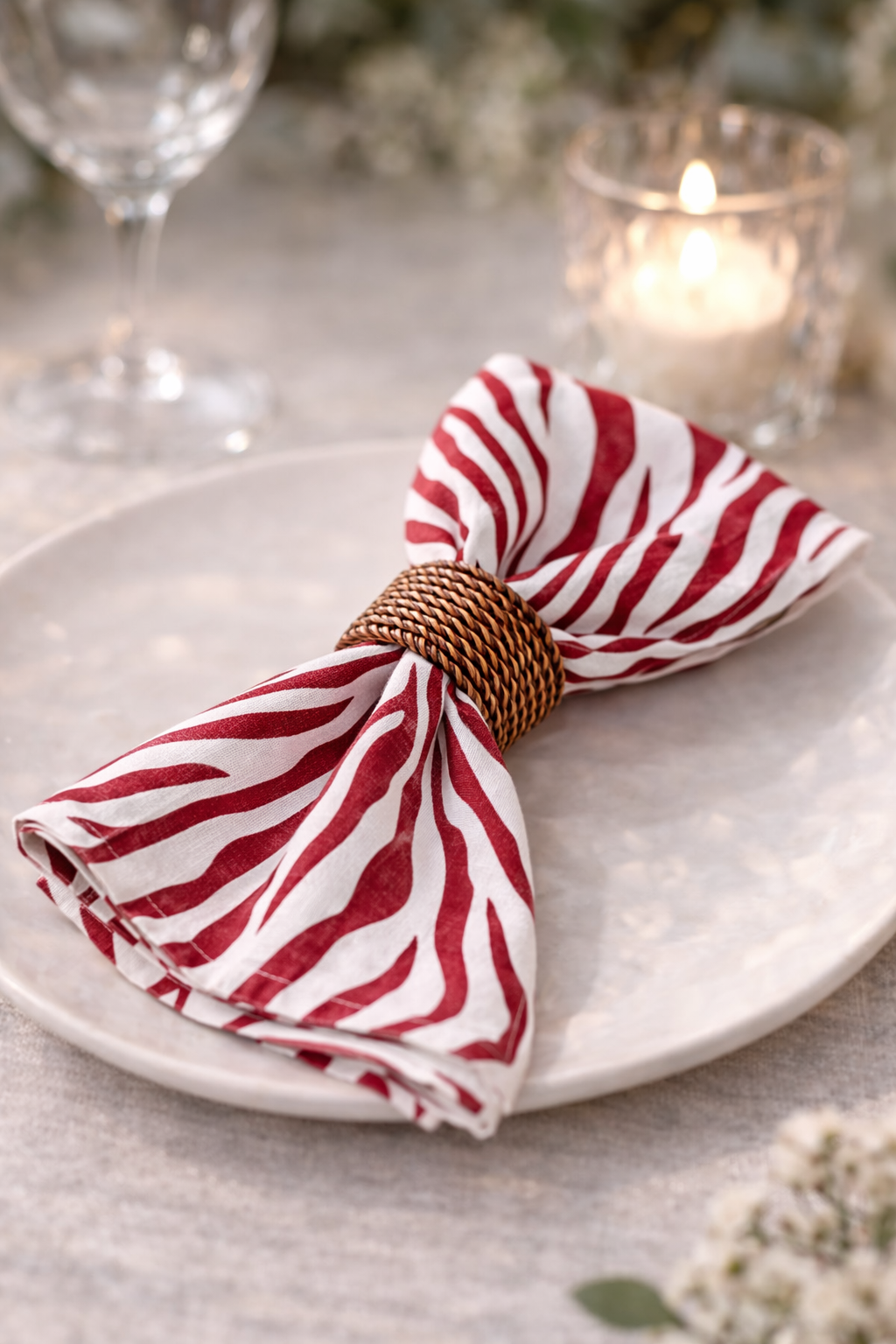 Zebra napkin red and white (set of 4) 
