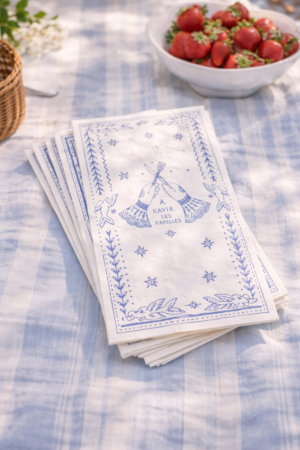 Papierserviette Gourmet Blau-weiß