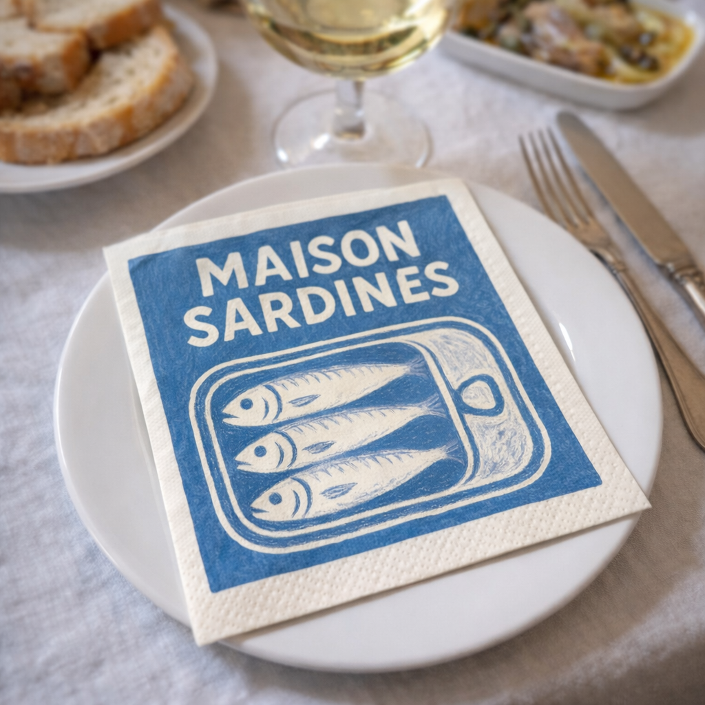 Paper napkins sardines