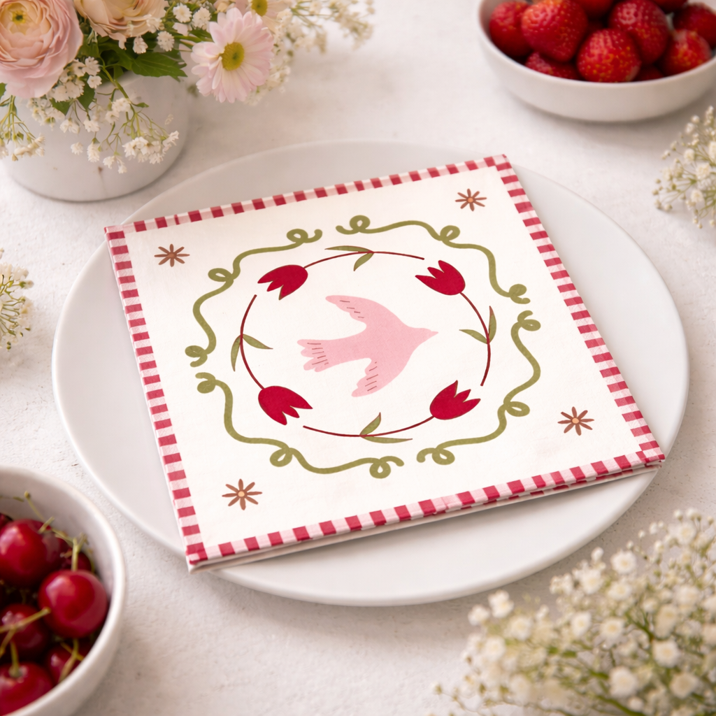 Paper napkins with a dove motif