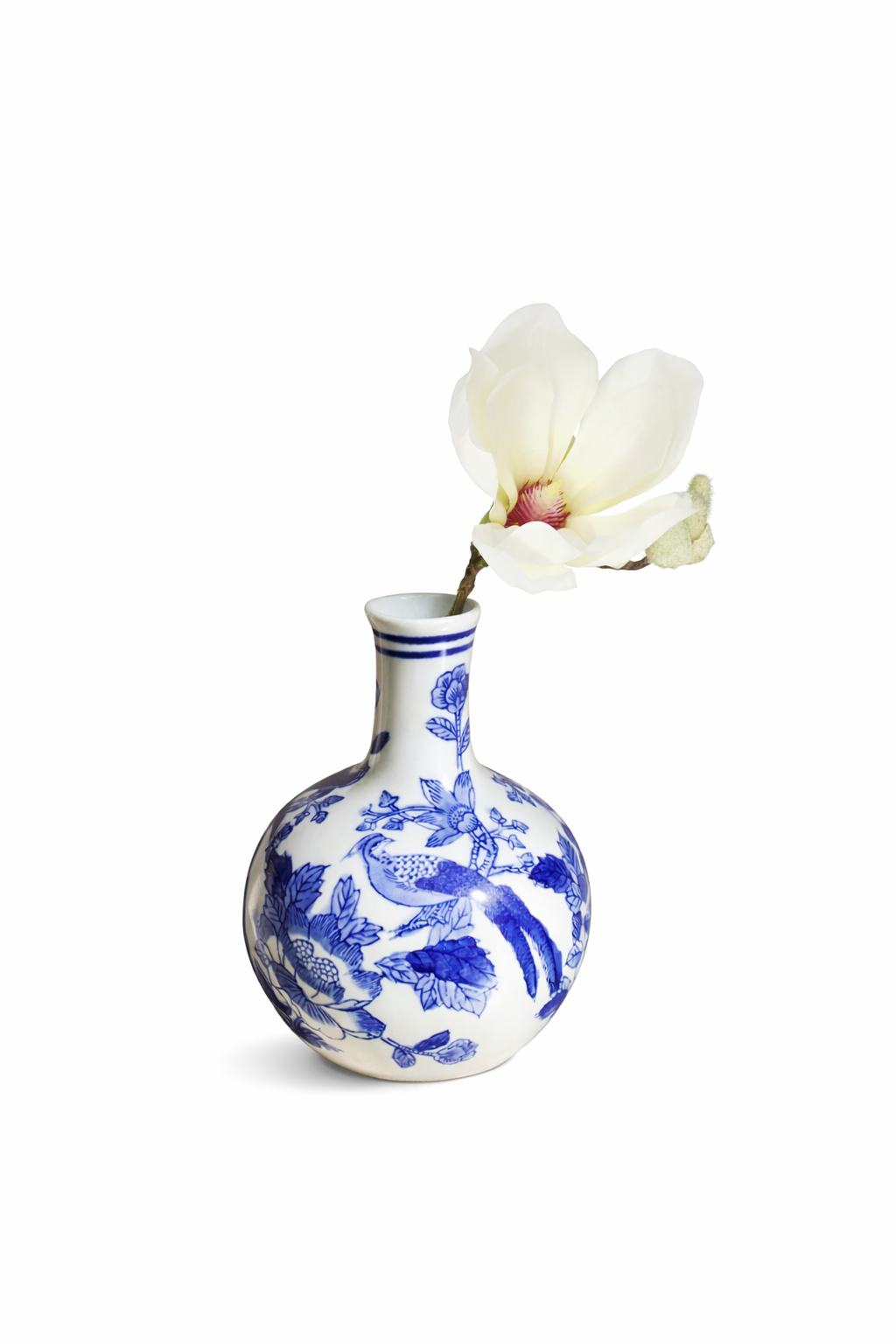 Porzellan Kugelvase Blau-Weiß