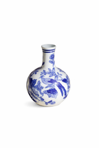 Vase Porzellan Kugel Blau-Weiß