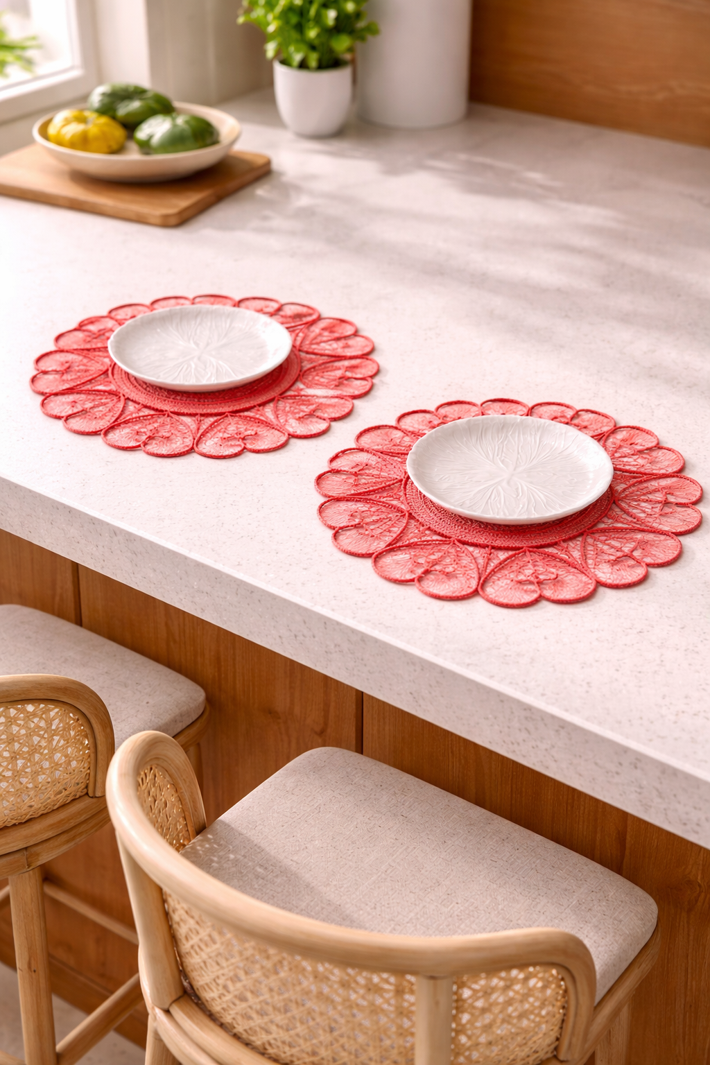 Gewebtes Tischset Herzform Rot, 2er Set