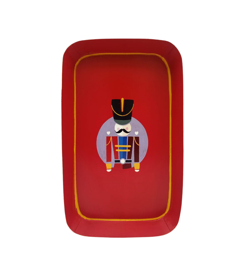 Handbemaltes Eisentablett Nussknacker Rot