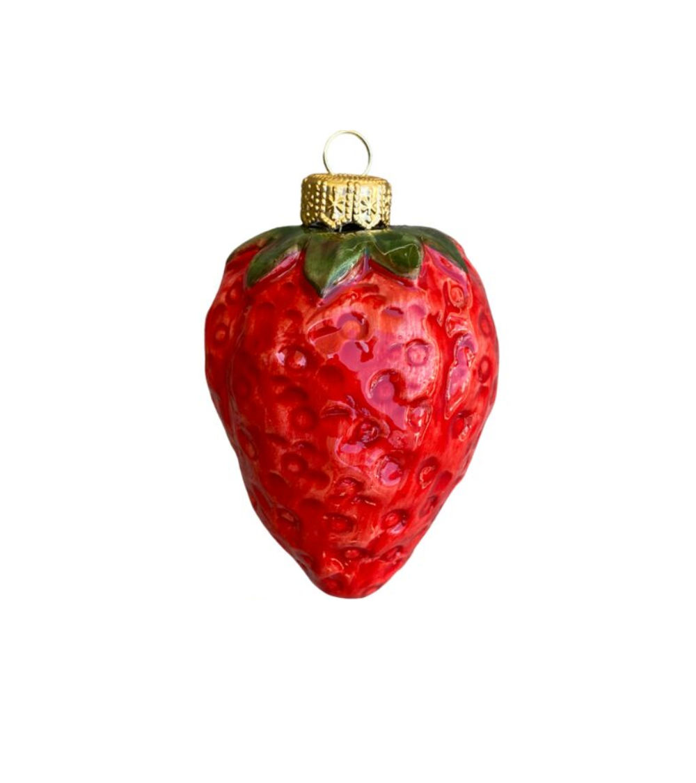 Keramik Weihnachtskugel "Erdbeere"