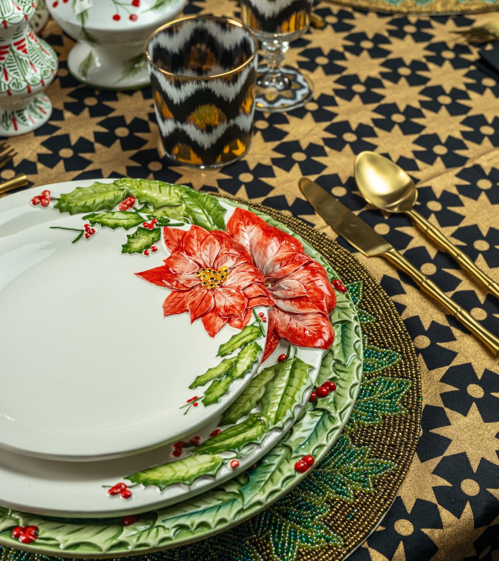 Handbemalter Keramikteller "Weihnachtsstern " (Ø 27 cm)