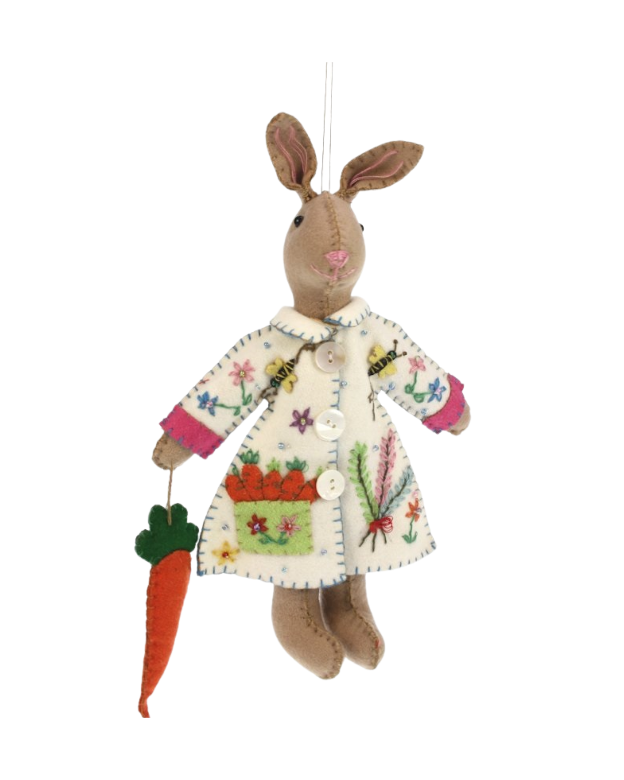 Filz Anhänger Hase mit Karotte Weiss