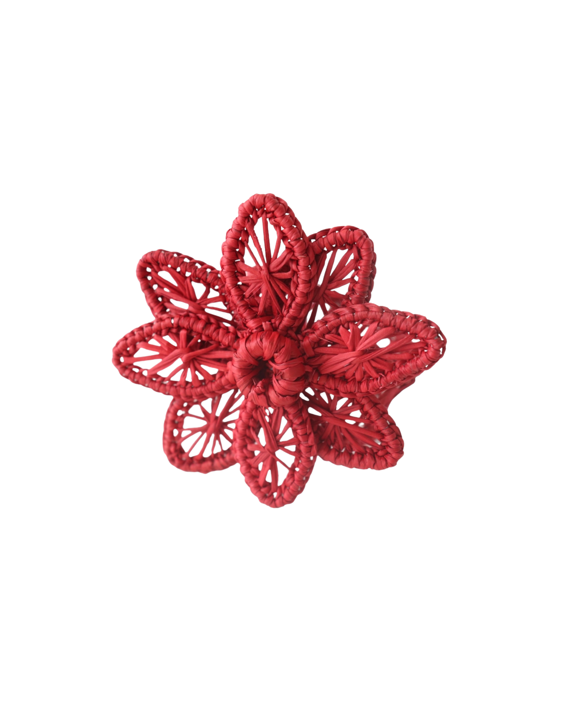 Handgebwebter Serviettenring Blüte Rot, 2er Set