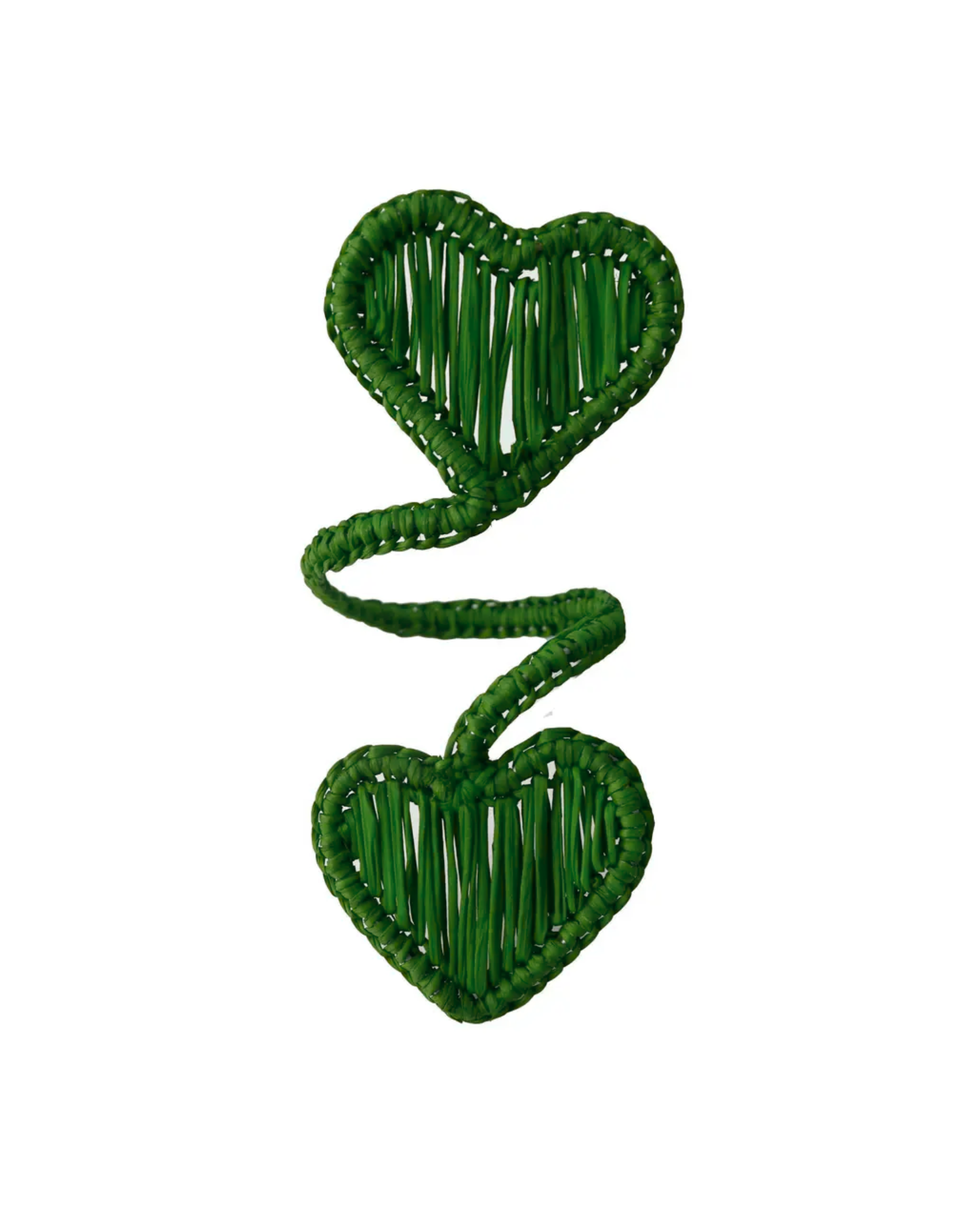 Handgewebter Serviettenring Herz Grün, 4er Set
