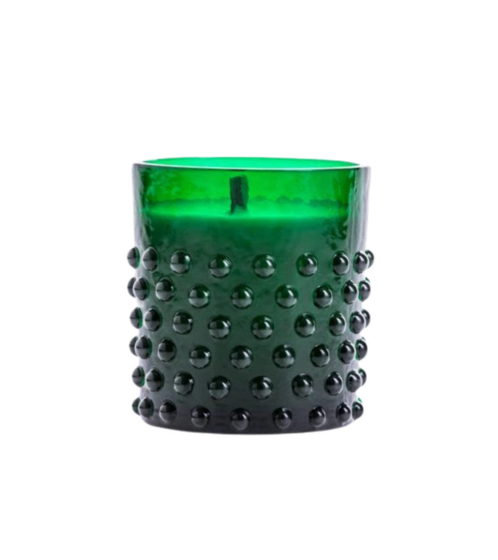 Anna von Lipa Hobnail Candle Bottle Green with Almond & Vanilla Scented