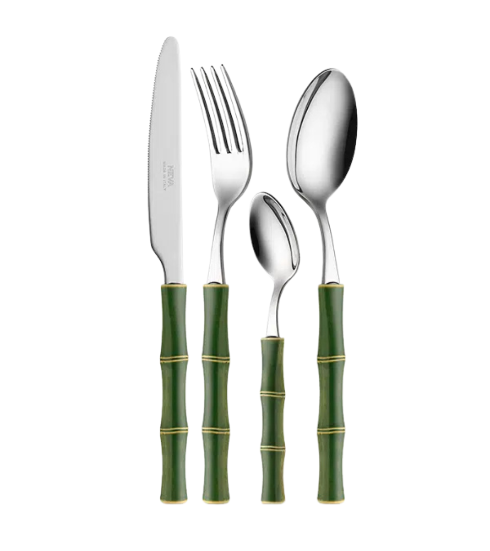 Besteckset Bambus grün (6 Personen) 24-teilig