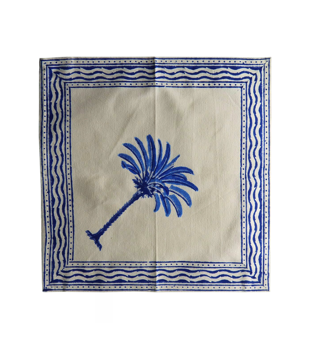 Stoffservietten Palme Blau, 4er Set