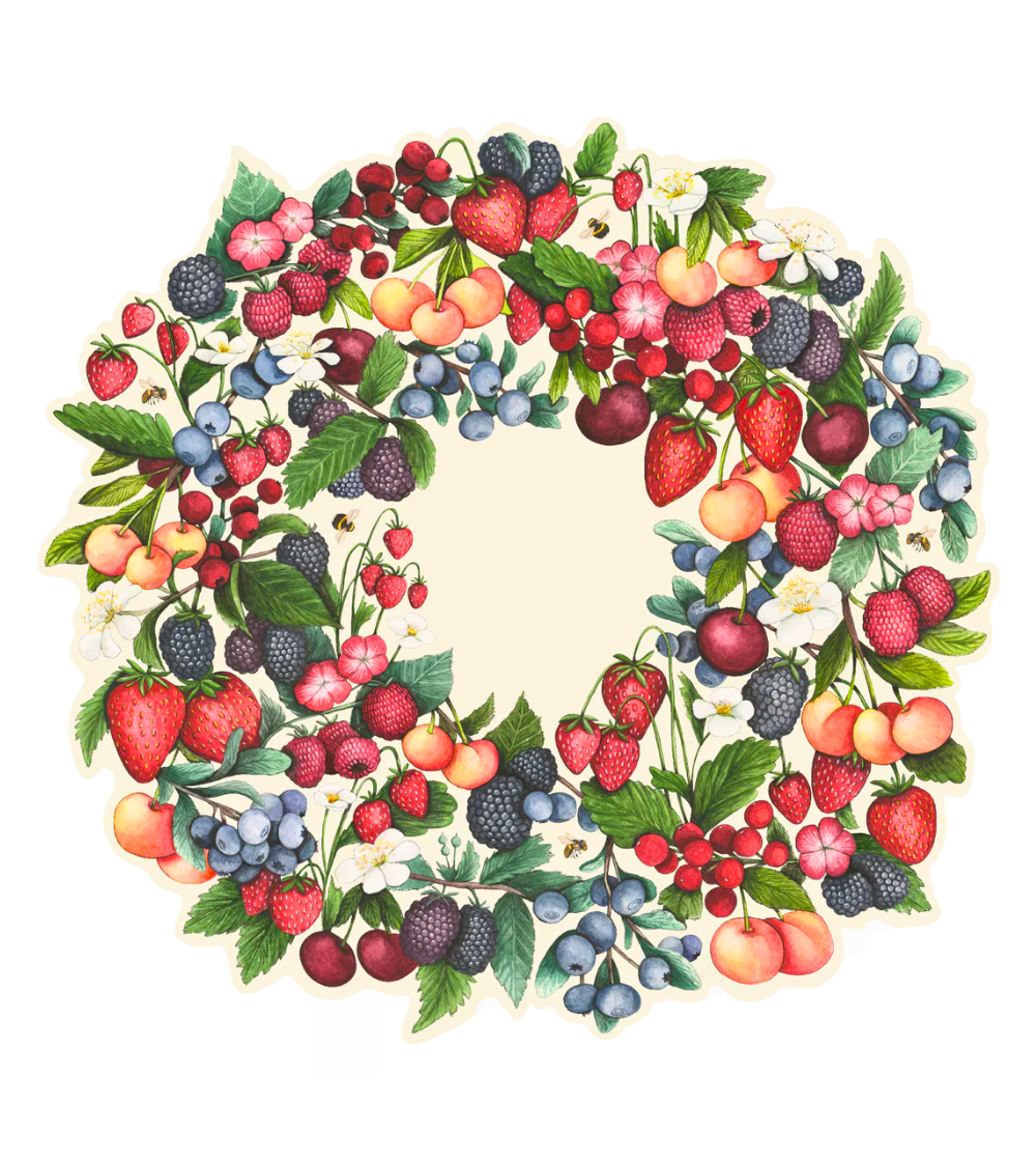 Paper placemat berry wreath