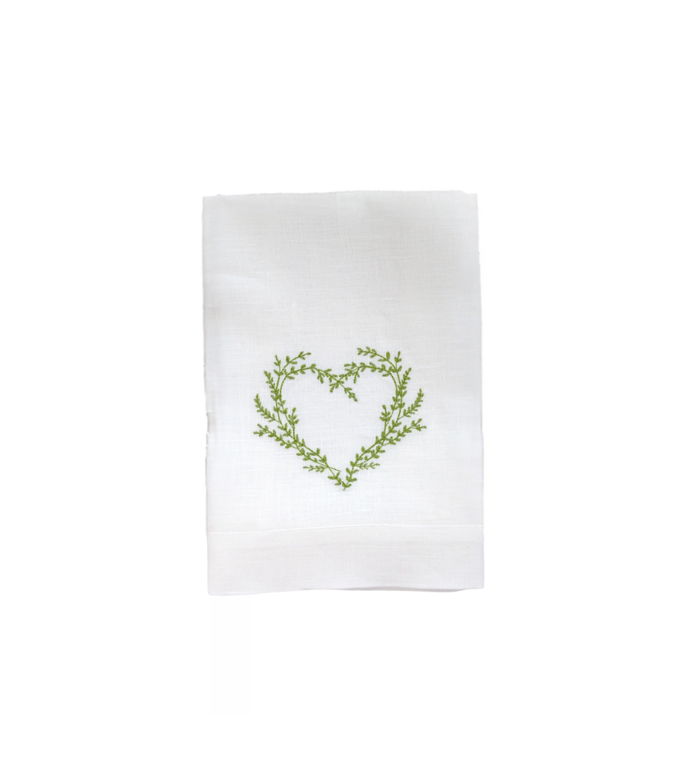 Leinenserviette mit Rankenherz, 4er Set