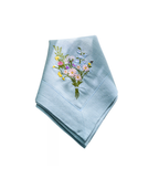 Leinenservietten Wildblumenstrauß Hellblau, 4er Set
