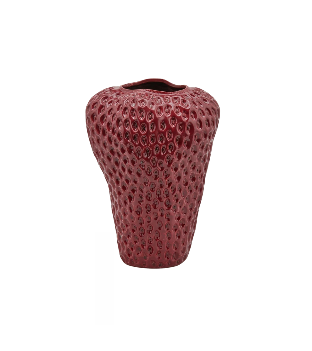 Keramik Erdbeervase Bordeaux - Large