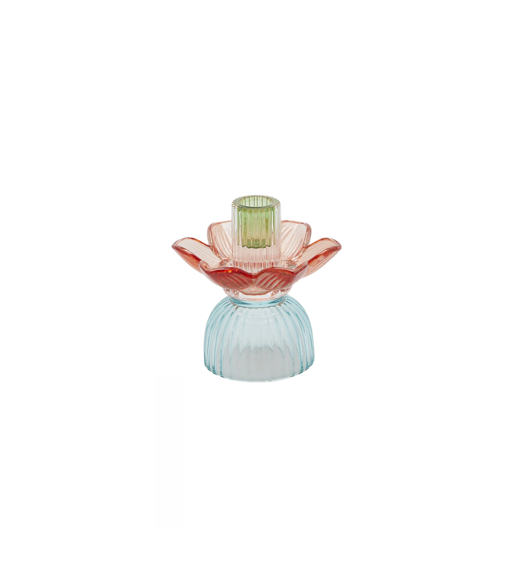 Blumen Kerzenhalter Blau-Rot  Small